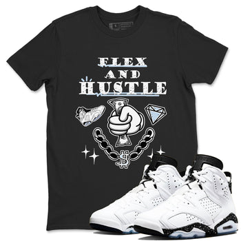 AJ6 Reverse Oreo shirt to match jordans Flex And Hustle sneaker tees Air Jordan 6 White Black SNRT Sneaker Release Tees unisex cotton Black 1 crew neck shirt