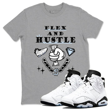 AJ6 Reverse Oreo shirt to match jordans Flex And Hustle sneaker tees Air Jordan 6 White Black SNRT Sneaker Release Tees unisex cotton Heather Grey 1 crew neck shirt