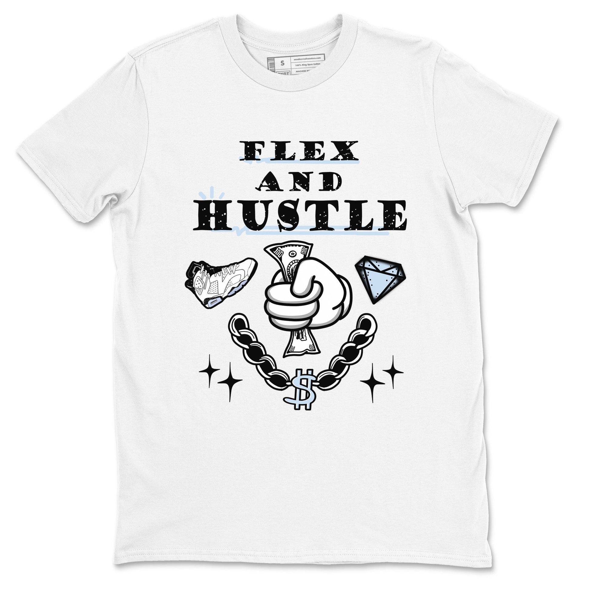 AJ6 Reverse Oreo shirt to match jordans Flex And Hustle sneaker tees Air Jordan 6 White Black SNRT Sneaker Release Tees unisex cotton White 2 crew neck shirt