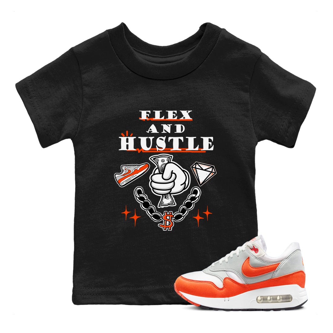 Air Max 1 OG '86 'Summit White and Cosmic Clay shirts to match jordans Flex And Hustle sneaker match tees Air Max 1 Cosmic Clay match shoes to clothes SNRT Sneaker Tees Youth Baby Black 1 tee