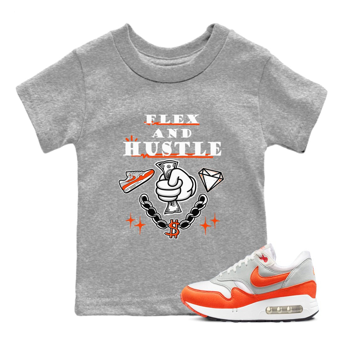 Air Max 1 OG '86 'Summit White and Cosmic Clay shirts to match jordans Flex And Hustle sneaker match tees Air Max 1 Cosmic Clay match shoes to clothes SNRT Sneaker Tees Youth Baby Heather Grey 1 tee
