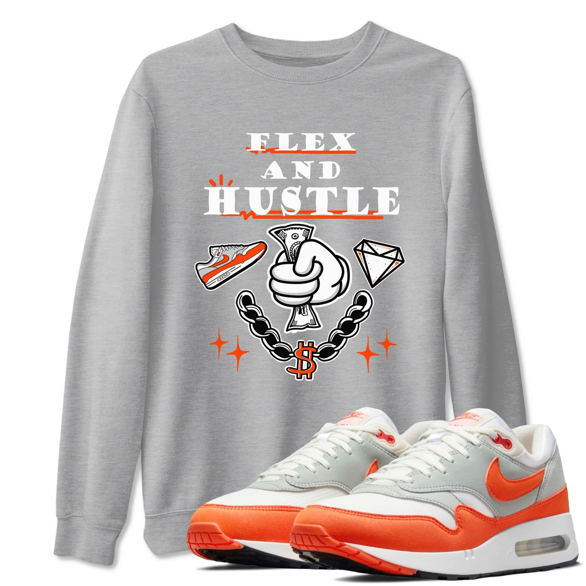 Air Max 1 OG '86 'Summit White and Cosmic Clay shirts to match jordans Flex And Hustle sneaker match tees Air Max 1 Cosmic Clay match shoes to clothes SNRT Sneaker Tees unisex cotton Heather Grey 1 shirts