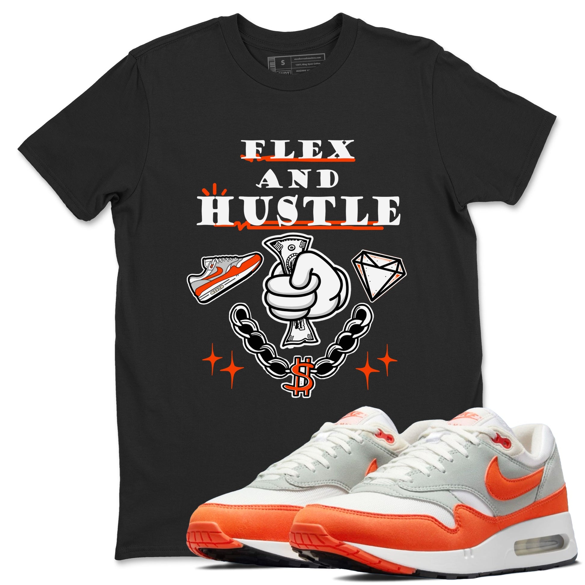 Air Max 1 OG '86 'Summit White and Cosmic Clay shirts to match jordans Flex And Hustle sneaker match tees Air Max 1 Cosmic Clay match shoes to clothes SNRT Sneaker Tees unisex cotton Black 1 shirts