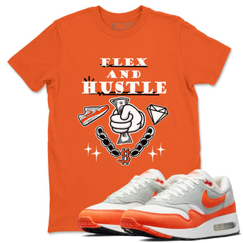 Air Max 1 OG '86 'Summit White and Cosmic Clay shirts to match jordans Flex And Hustle sneaker match tees Air Max 1 Cosmic Clay match shoes to clothes SNRT Sneaker Tees unisex cotton Orange 1 shirts