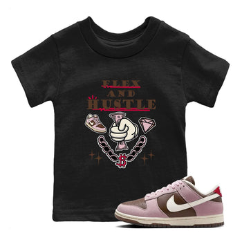 Dunk Cacao Wow And Pink Foam shirts to match jordans Flex And Hustle sneaker match tees Dunk Cacao Wow And Pink Foam SNRT Sneaker Tees streetwear brand Baby and Youth Black 1 cotton tee