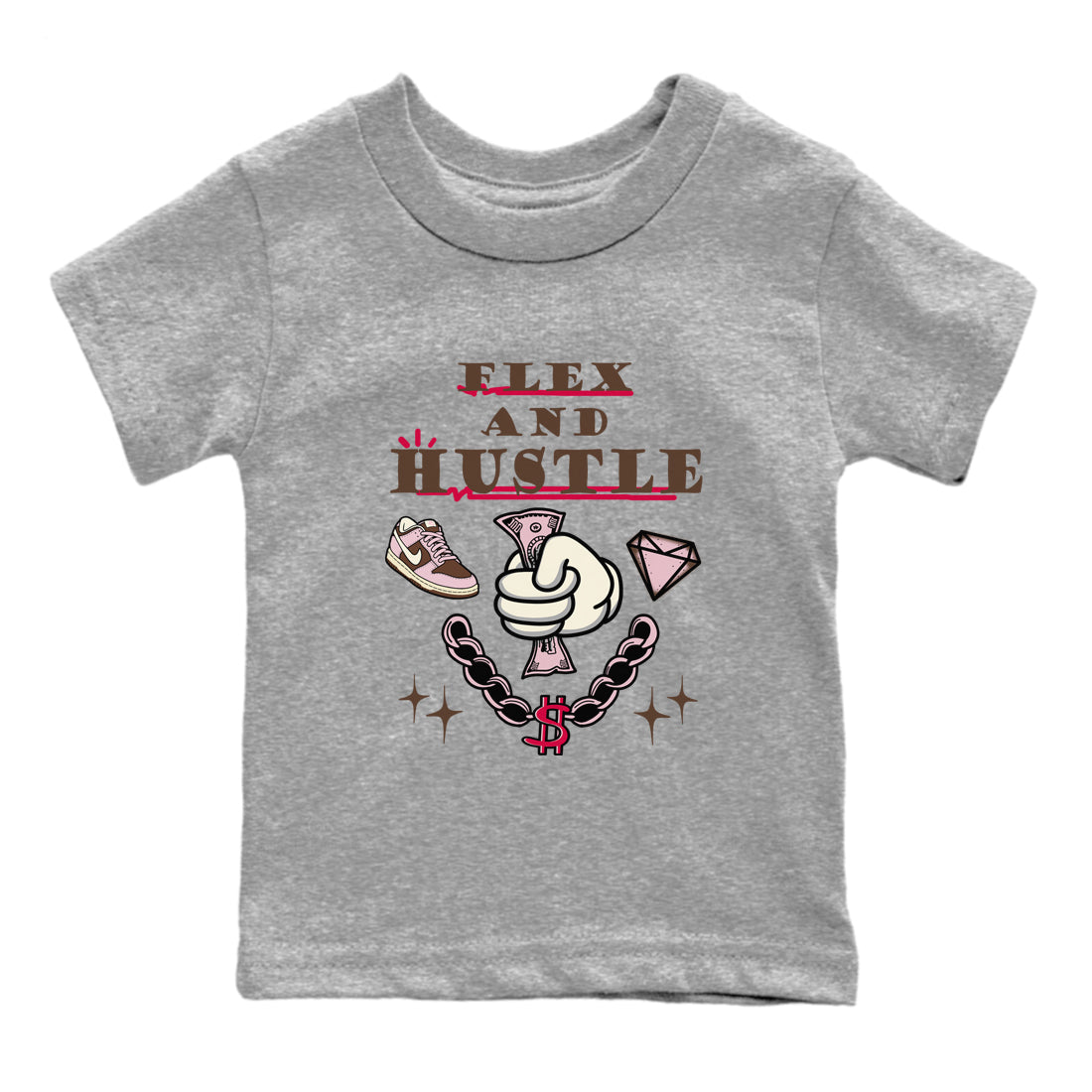 Dunk Cacao Wow And Pink Foam shirts to match jordans Flex And Hustle sneaker match tees Dunk Cacao Wow And Pink Foam SNRT Sneaker Tees streetwear brand Baby and Youth Heather Grey 2 cotton tee