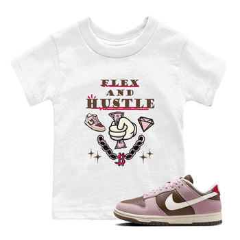 Dunk Cacao Wow And Pink Foam shirts to match jordans Flex And Hustle sneaker match tees Dunk Cacao Wow And Pink Foam SNRT Sneaker Tees streetwear brand Baby and Youth White 1 cotton tee