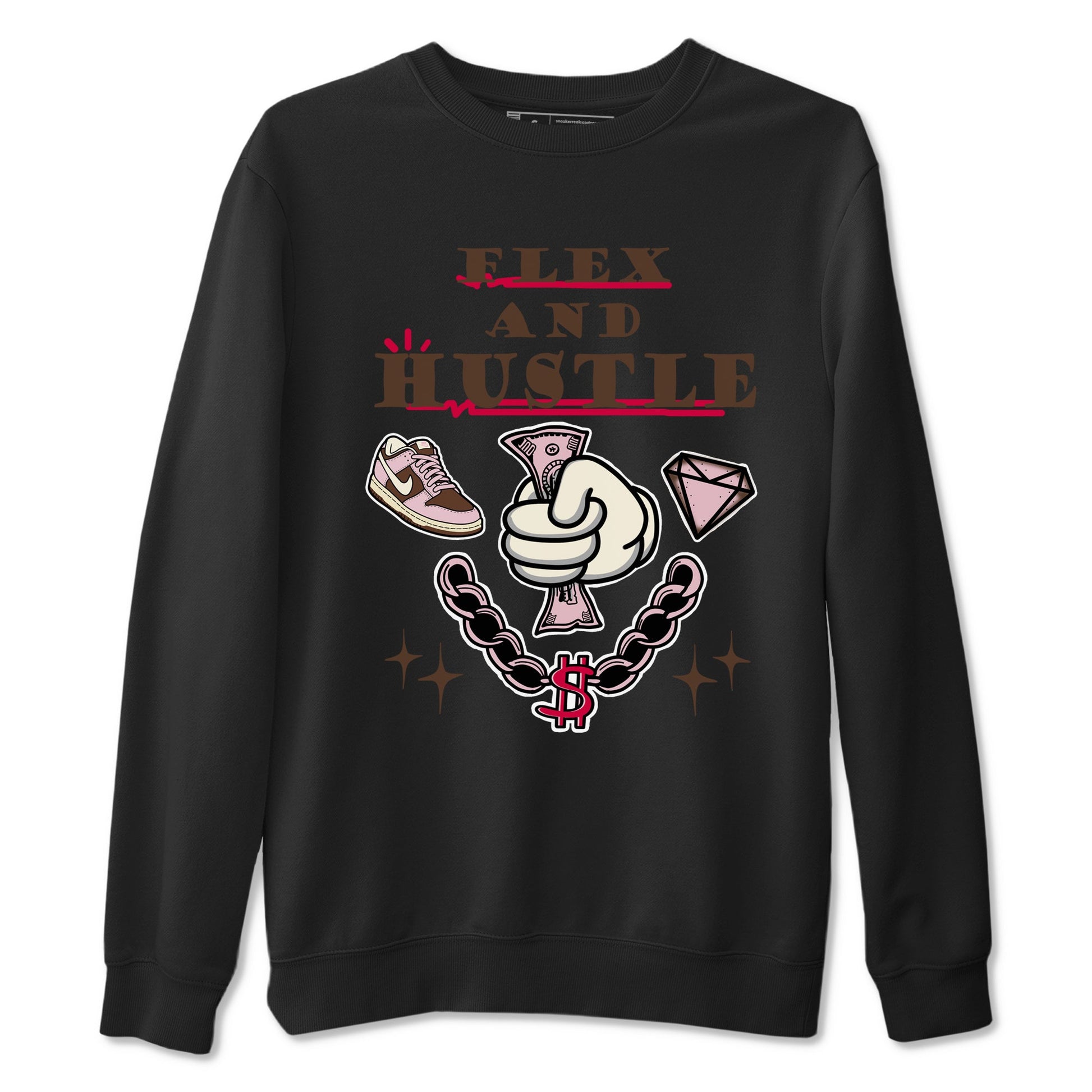Dunk Cacao Wow And Pink Foam shirts to match jordans Flex And Hustle sneaker match tees Dunk Cacao Wow And Pink Foam SNRT Sneaker Tees streetwear brand Black 2 unisex cotton tee