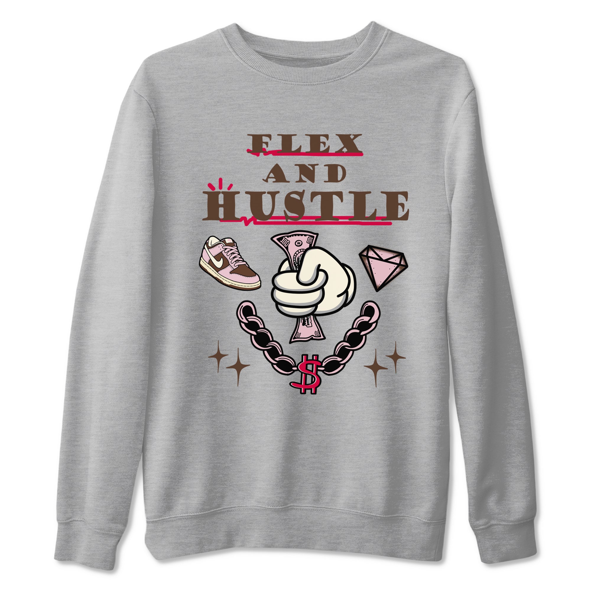 Dunk Cacao Wow And Pink Foam shirts to match jordans Flex And Hustle sneaker match tees Dunk Cacao Wow And Pink Foam SNRT Sneaker Tees streetwear brand Heather Grey 2 unisex cotton tee