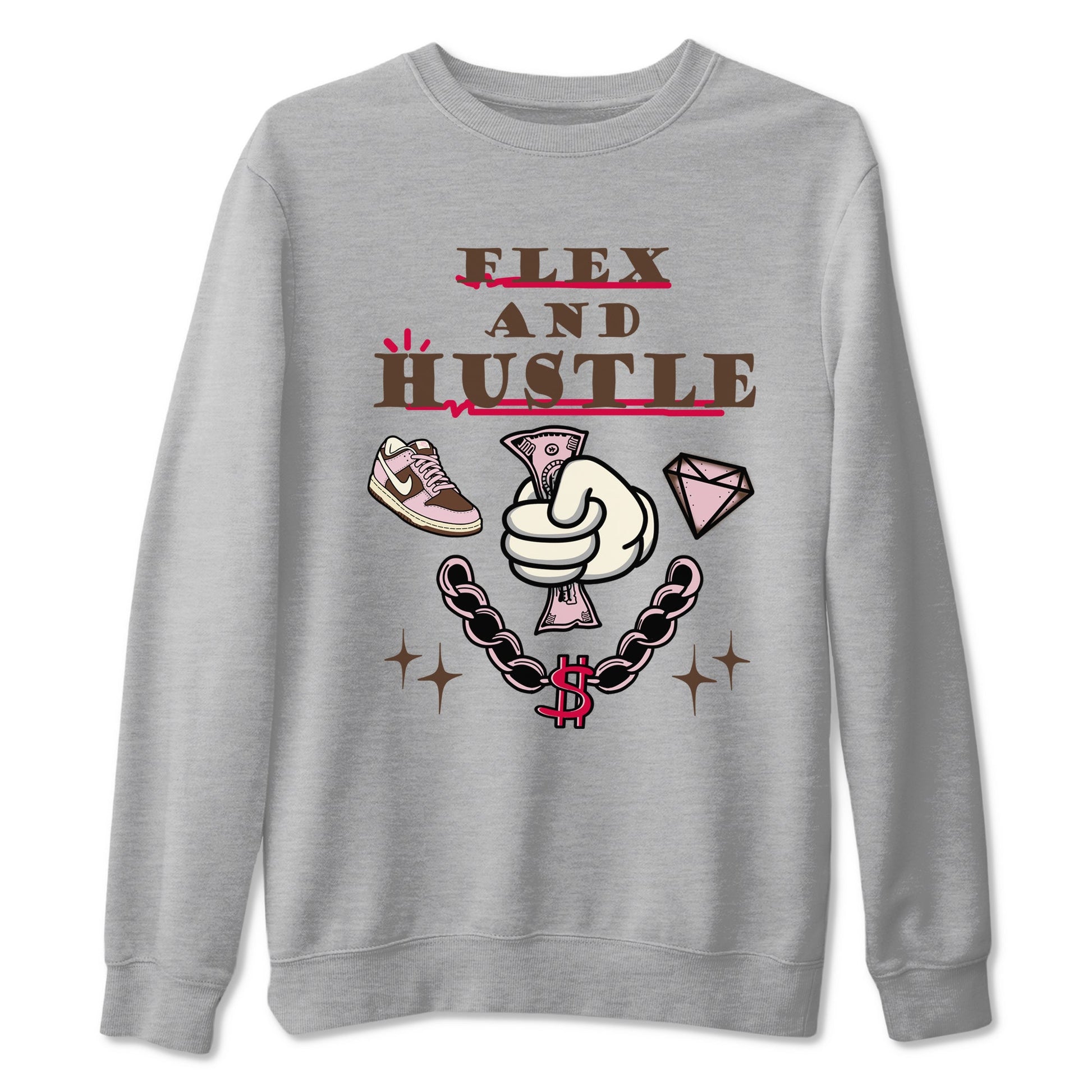 Dunk Cacao Wow And Pink Foam shirts to match jordans Flex And Hustle sneaker match tees Dunk Cacao Wow And Pink Foam SNRT Sneaker Tees streetwear brand Heather Grey 2 unisex cotton tee