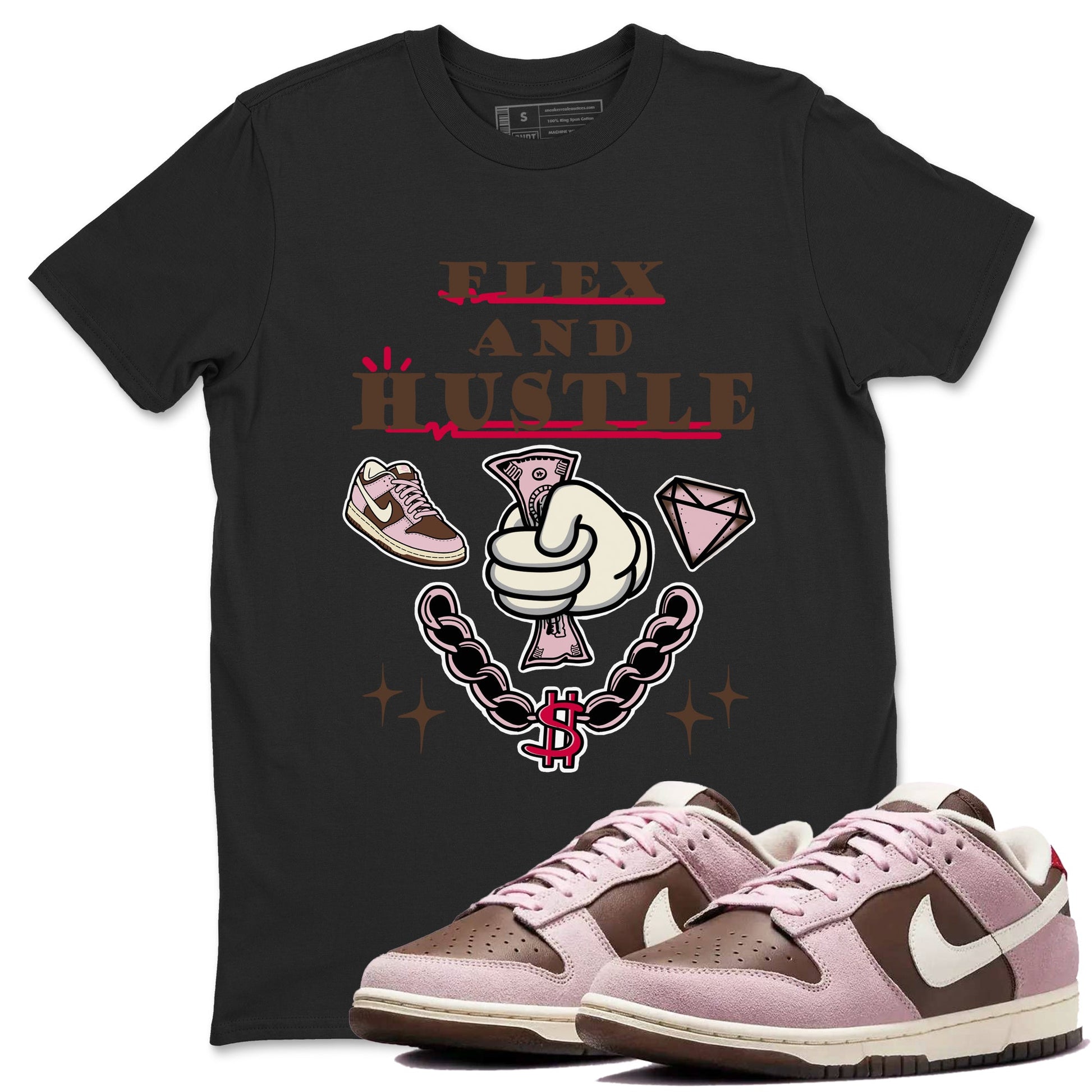Dunk Cacao Wow And Pink Foam shirts to match jordans Flex And Hustle sneaker match tees Dunk Cacao Wow And Pink Foam SNRT Sneaker Tees streetwear brand Black 1 unisex cotton tee