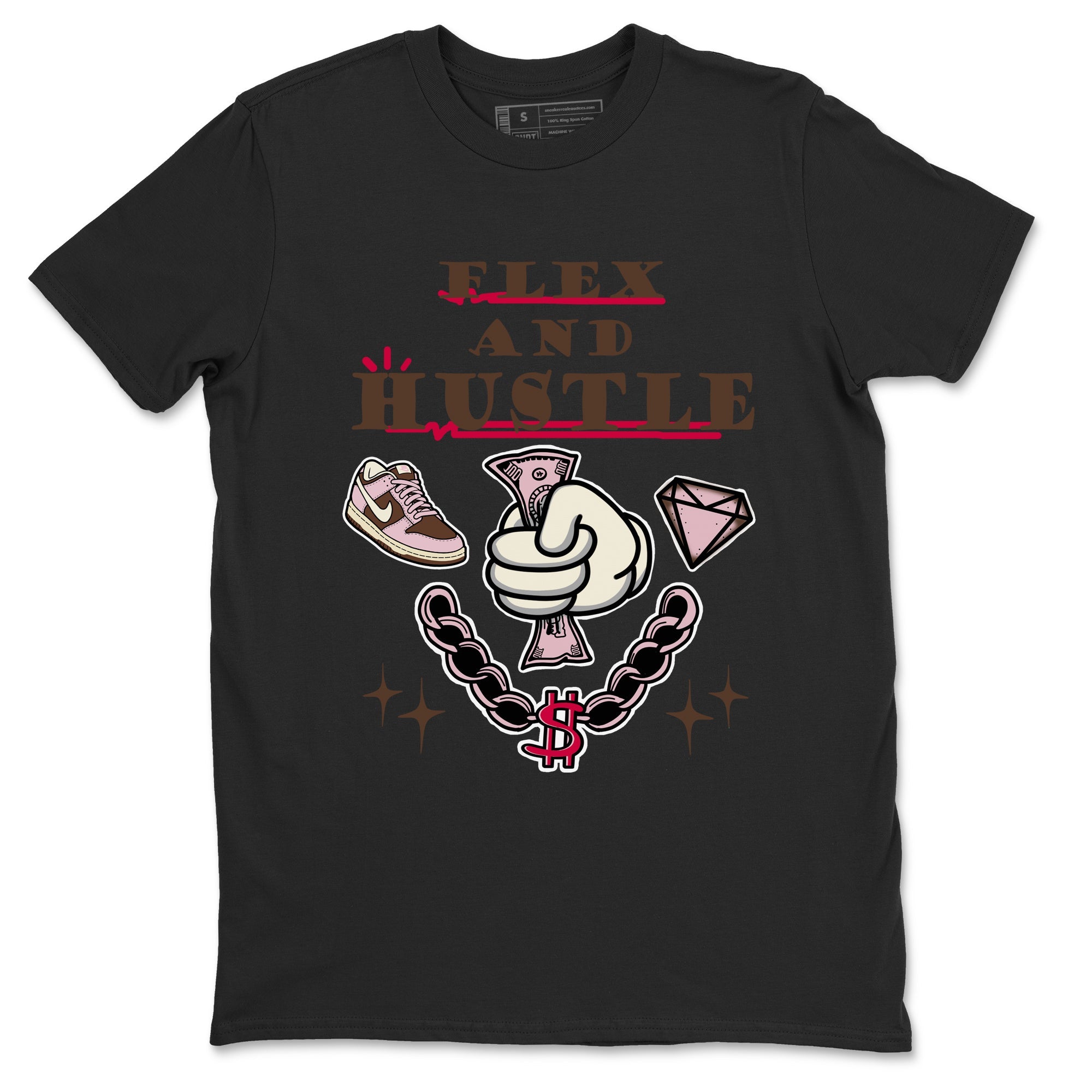 Dunk Cacao Wow And Pink Foam shirts to match jordans Flex And Hustle sneaker match tees Dunk Cacao Wow And Pink Foam SNRT Sneaker Tees streetwear brand Black 2 unisex cotton tee