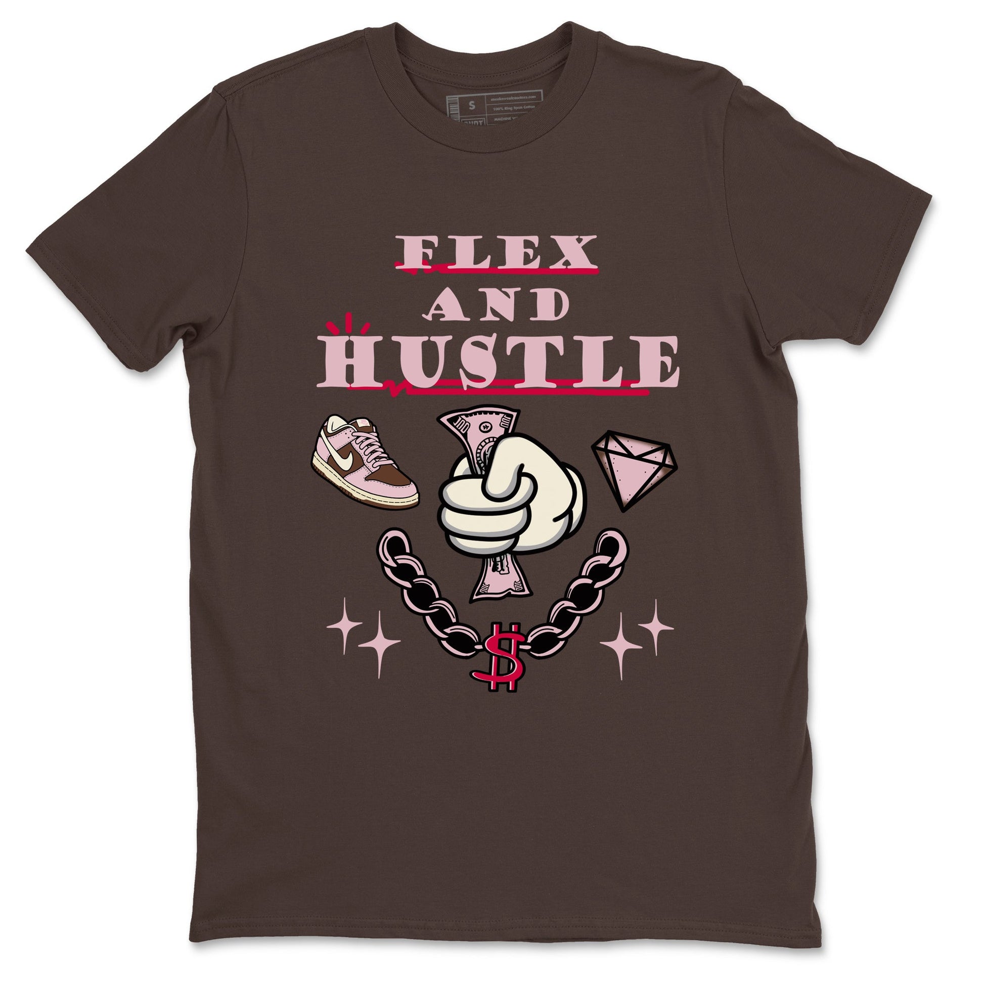 Dunk Cacao Wow And Pink Foam shirts to match jordans Flex And Hustle sneaker match tees Dunk Cacao Wow And Pink Foam SNRT Sneaker Tees streetwear brand Dark Chocolate 2 unisex cotton tee