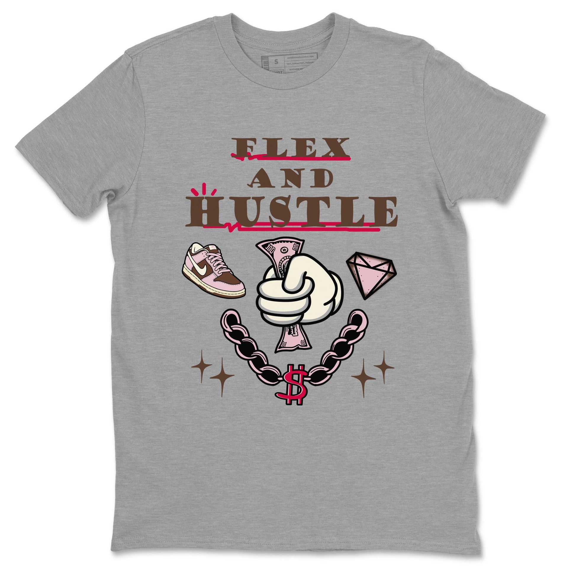 Dunk Cacao Wow And Pink Foam shirts to match jordans Flex And Hustle sneaker match tees Dunk Cacao Wow And Pink Foam SNRT Sneaker Tees streetwear brand Heather Grey 2 unisex cotton tee