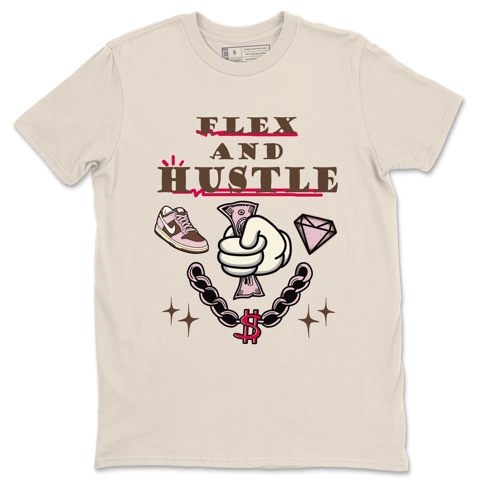Dunk Cacao Wow And Pink Foam shirts to match jordans Flex And Hustle sneaker match tees Dunk Cacao Wow And Pink Foam SNRT Sneaker Tees streetwear brand Natural 2 unisex cotton tee