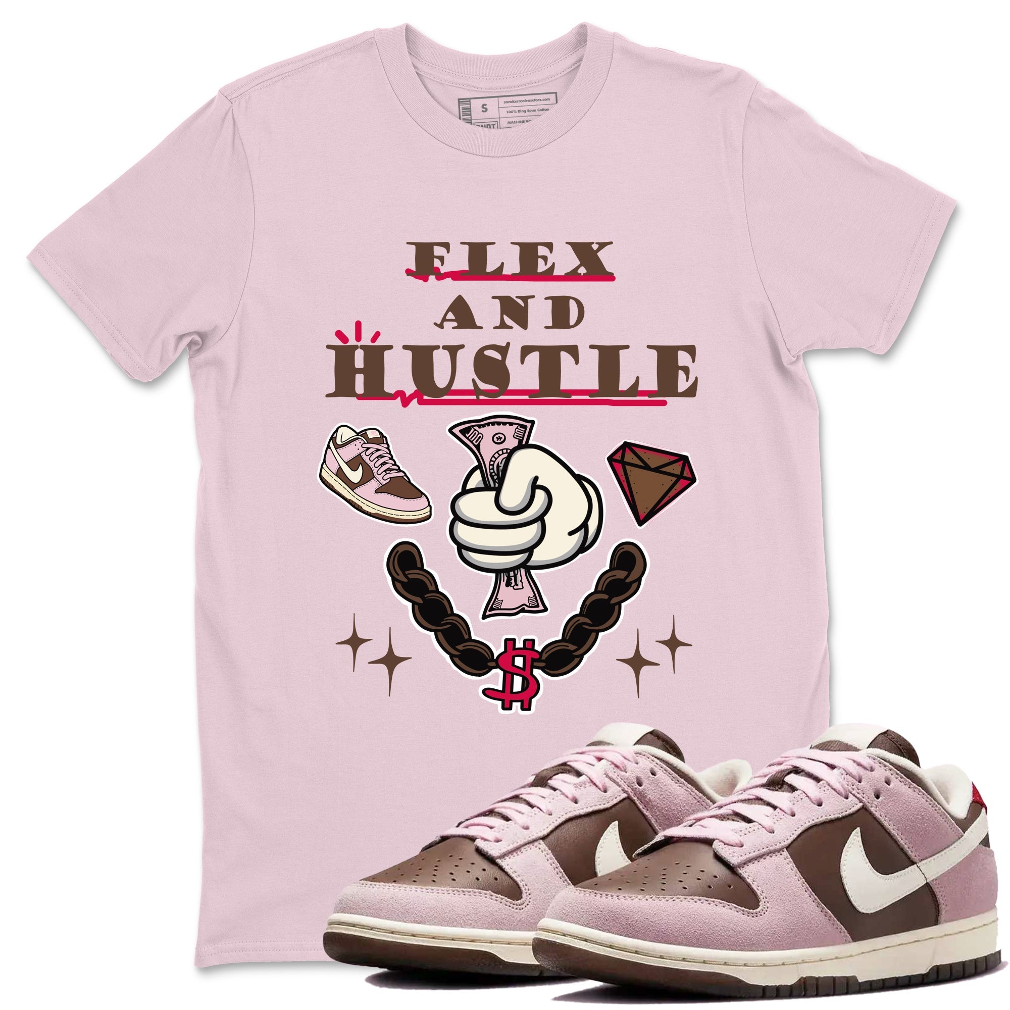 Dunk Cacao Wow And Pink Foam shirts to match jordans Flex And Hustle sneaker match tees Dunk Cacao Wow And Pink Foam SNRT Sneaker Tees streetwear brand Pink 1 unisex cotton tee