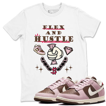 Dunk Cacao Wow And Pink Foam shirts to match jordans Flex And Hustle sneaker match tees Dunk Cacao Wow And Pink Foam SNRT Sneaker Tees streetwear brand White 1 unisex cotton tee
