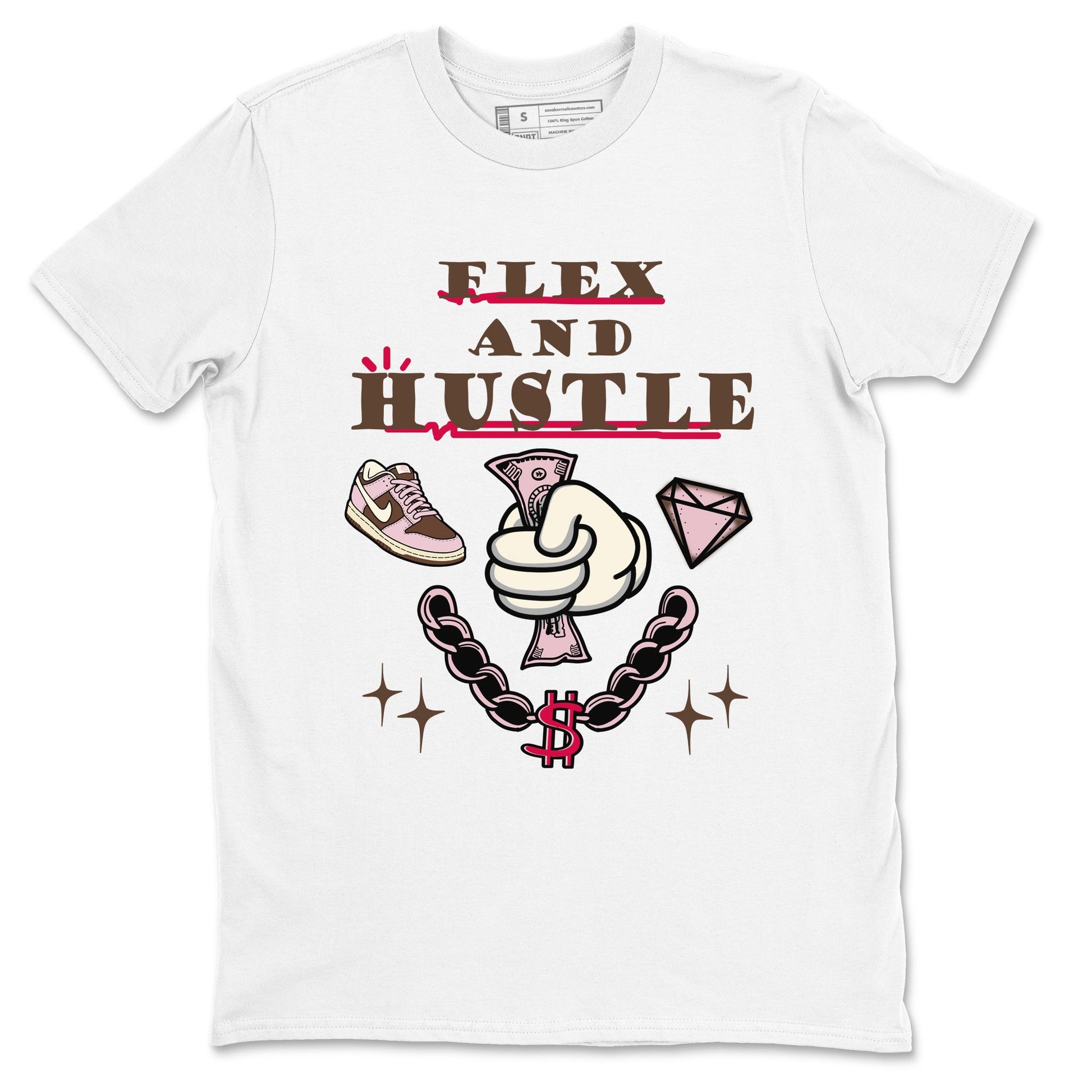 Dunk Cacao Wow And Pink Foam shirts to match jordans Flex And Hustle sneaker match tees Dunk Cacao Wow And Pink Foam SNRT Sneaker Tees streetwear brand White 2 unisex cotton tee