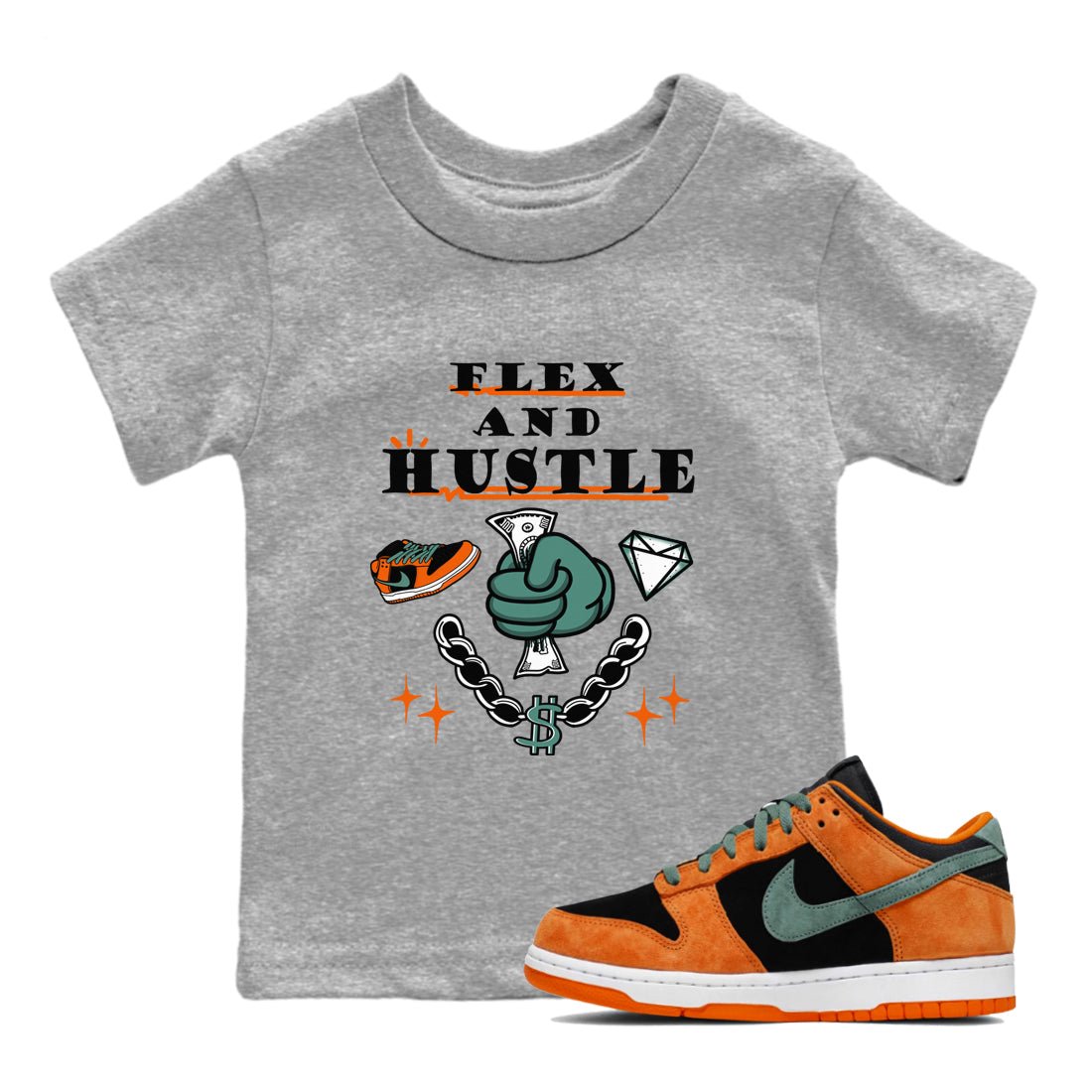 Dunk Low Ceramic shirts to match jordans Flex And Hustle sneaker match tees Dunk Ceramic match shoes to clothes SNRT Sneaker Tees Youth Baby Heather Grey 1 tee