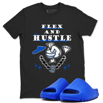 Yeezy Slide Azure shirts to match jordans Flex And Hustle sneaker match tees Yeezy Slide Azure SNRT Sneaker Tees streetwear brand Black 1 unisex cotton tee