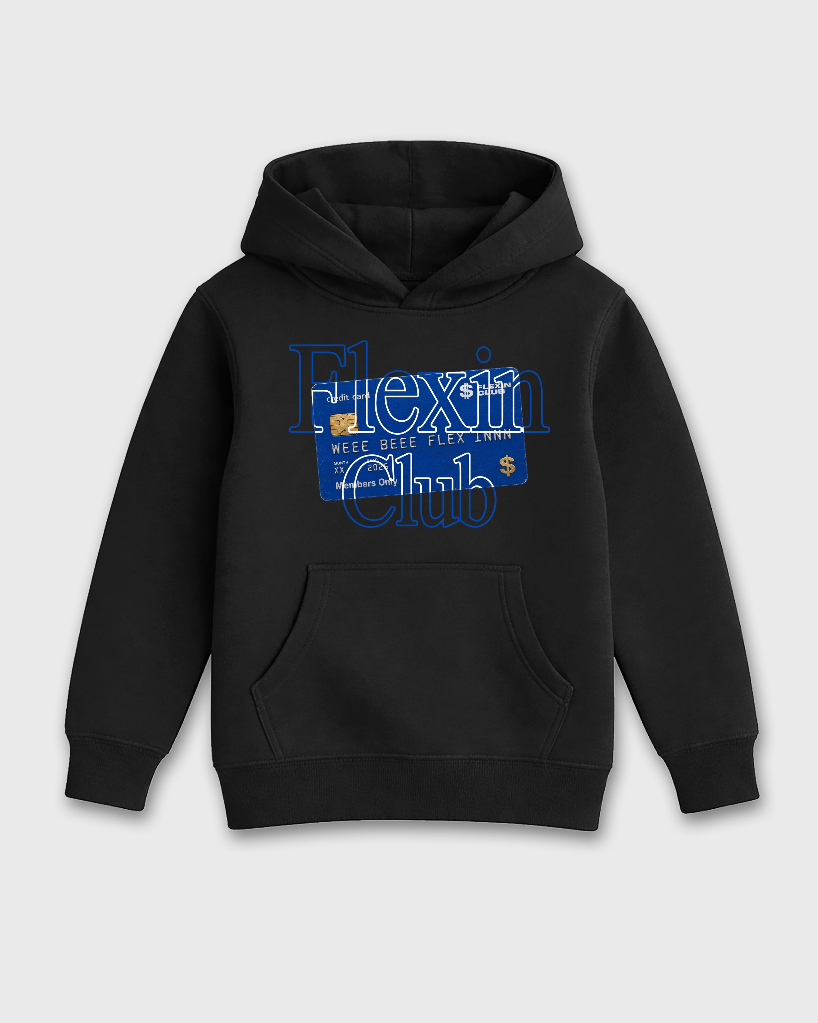 Flexin Club Baby & Kids Graphic Hoodie featuring original artwork designed to match the Air Jordan 1 Royal. Black 2 Kids Graphic Sweater.