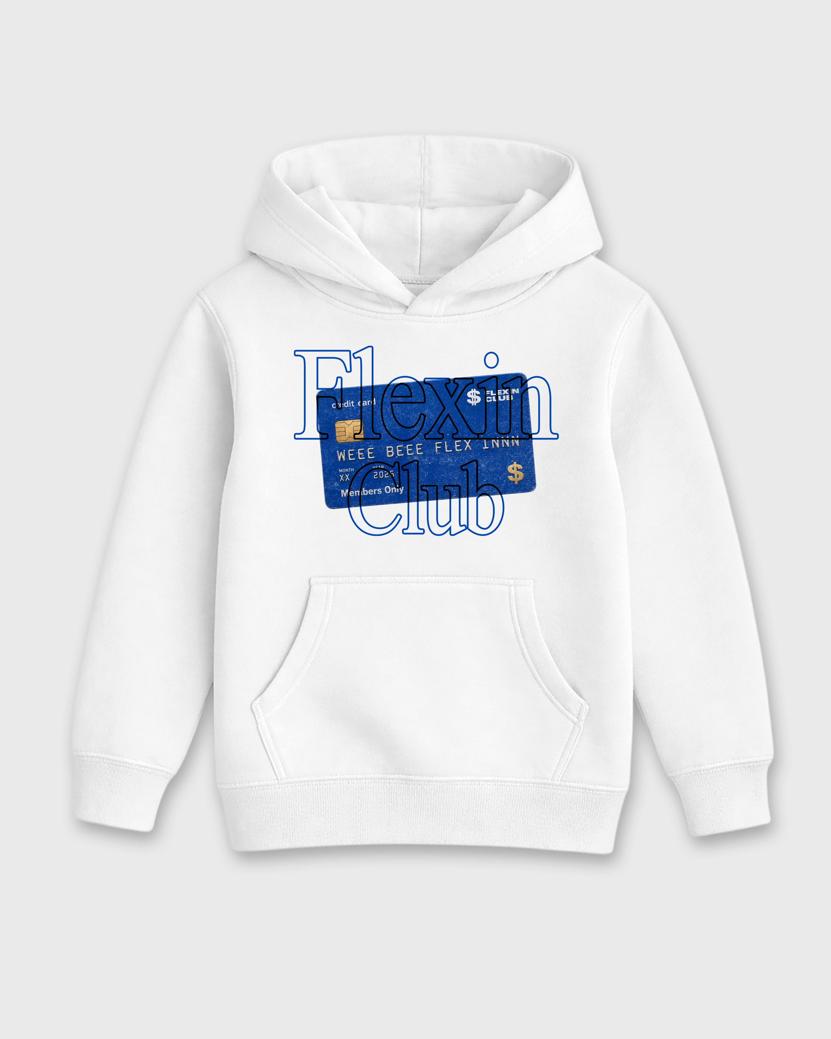 Flexin Club Baby & Kids Graphic Hoodie featuring original artwork designed to match the Air Jordan 1 Royal. White 2 Kids Graphic Sweater.