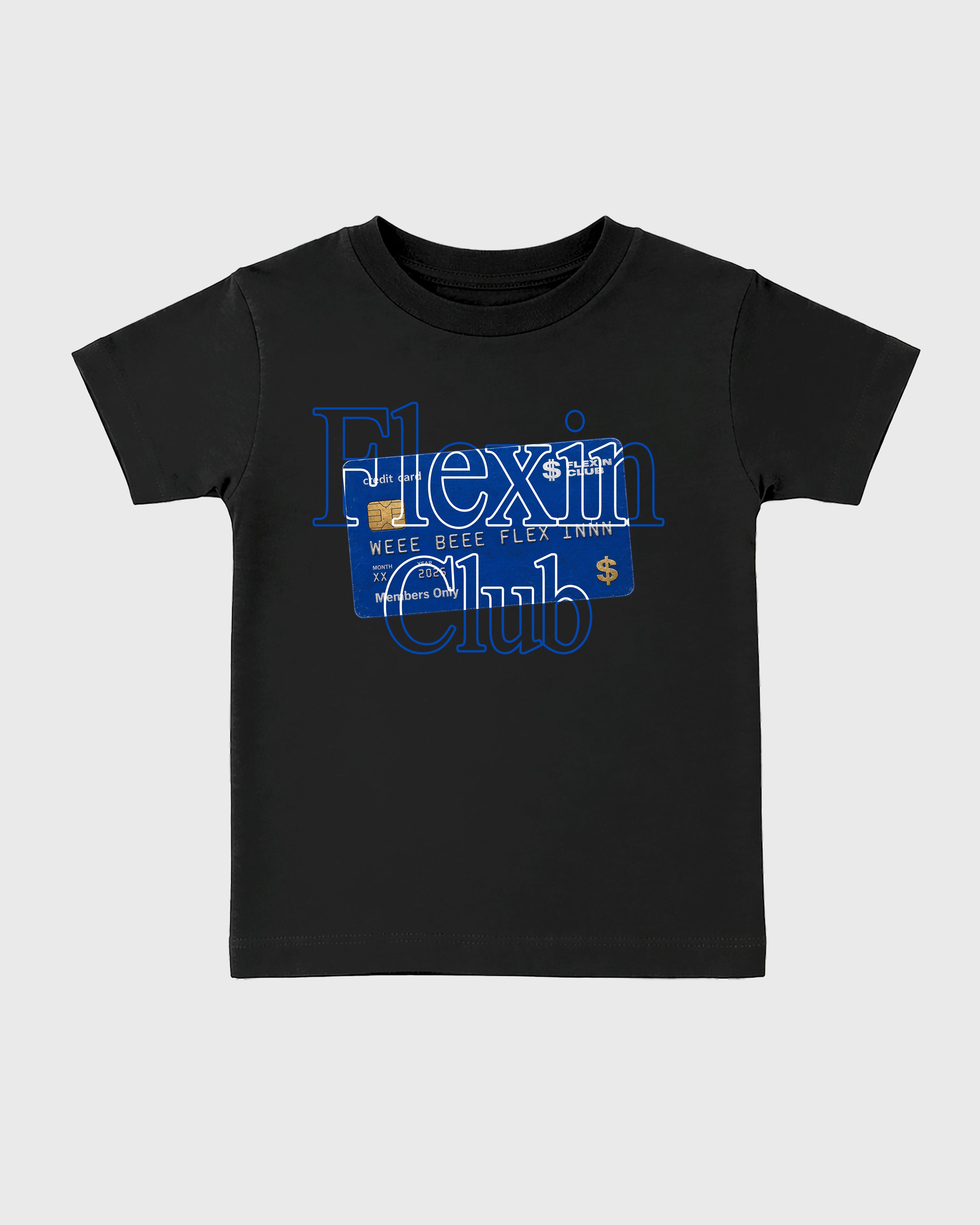 Flexin Club Baby & Kids Graphic T-Shirt featuring original artwork designed to match the Air Jordan 1 Royal. Black 2 Kids Graphic Tee.