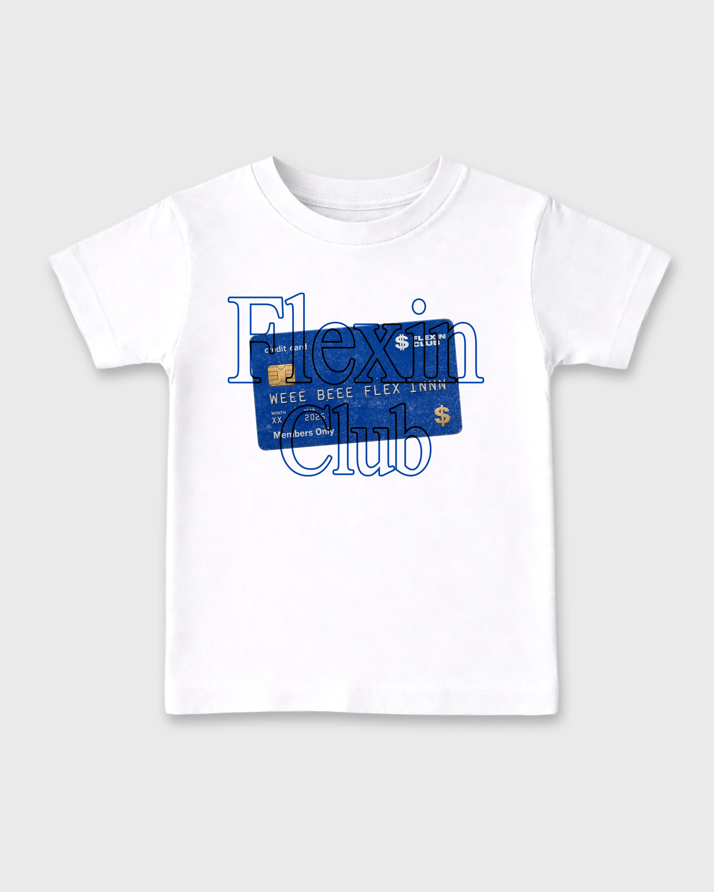 Flexin Club Baby & Kids Graphic T-Shirt featuring original artwork designed to match the Air Jordan 1 Royal. White 2 Kids Graphic Tee.