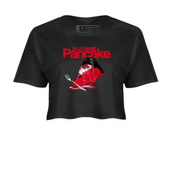 12s Flu Game shirts to match jordans Flu Game Pancake best t shirts to wear with jordans Air Jordan 12 Retro Flu Black and Varsity Red match shoes to clothes SNRT Sneaker Tees unisex cotton Black 2 crop tee