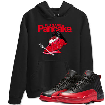 12s Flu Game shirts to match jordans Flu Game Pancake best t shirts to wear with jordans Air Jordan 12 Retro Flu Black and Varsity Red match shoes to clothes SNRT Sneaker Tees unisex cotton Black 1 shirts