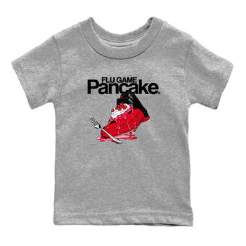 12s Flu Game shirts to match jordans Flu Game Pancake best t shirts to wear with jordans Air Jordan 12 Retro Flu Black and Varsity Red match shoes to clothes SNRT Sneaker Tees Youth Baby Heather Grey 2 tee