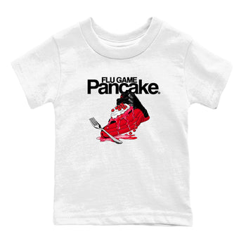 12s Flu Game shirts to match jordans Flu Game Pancake best t shirts to wear with jordans Air Jordan 12 Retro Flu Black and Varsity Red match shoes to clothes SNRT Sneaker Tees Youth Baby White 2 tee