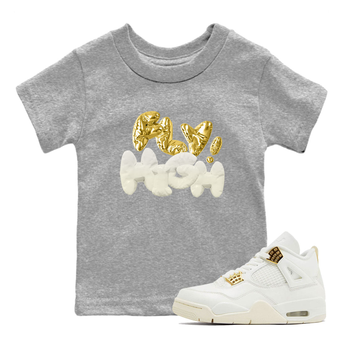 AJ4 Sail shirt to match jordans Fly High sneaker tees 4s SailSNRT sneaker release tees baby toddler Heather Grey 1 cotton Shirt