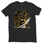 1s Black Metallic Gold shirts to match jordans Fly To The Clouds sneaker match tees Jordan 1 High OG Black and Gold SNRT Sneaker Release Tees unisex cotton Black 2 crew neck shirts