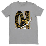 1s Black Metallic Gold shirts to match jordans Fly To The Clouds sneaker match tees Jordan 1 High OG Black and Gold SNRT Sneaker Release Tees unisex cotton Heather Grey 2 crew neck shirts