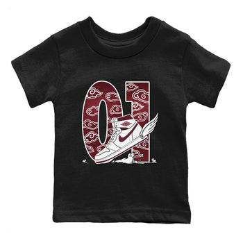 AJ1 High '85 Metallic Burgundy shirts to match jordans Fly To The Clouds sneaker match tees 1s High '85 Metallic Burgundy SNRT Sneaker Tees streetwear brand Baby and Youth Black 2 cotton tee