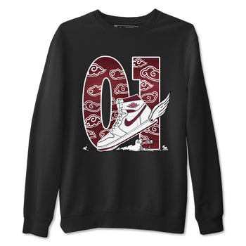 AJ1 High '85 Metallic Burgundy shirts to match jordans Fly To The Clouds sneaker match tees 1s High '85 Metallic Burgundy SNRT Sneaker Tees streetwear brand Black 2 unisex cotton tee
