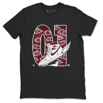 AJ1 High '85 Metallic Burgundy shirts to match jordans Fly To The Clouds sneaker match tees 1s High '85 Metallic Burgundy SNRT Sneaker Tees streetwear brand Black 2 unisex cotton tee