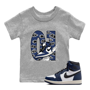 1s Midnight Navy shirts to match jordans Fly To The Clouds sneaker match tees Air Jordan 1 Midnight Navy match shoes to clothes SNRT Sneaker Tees Youth Baby Heather Grey 1 tee