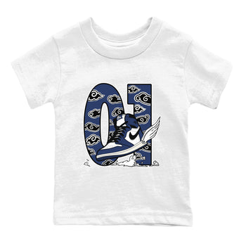 1s Midnight Navy shirts to match jordans Fly To The Clouds sneaker match tees Air Jordan 1 Midnight Navy match shoes to clothes SNRT Sneaker Tees Youth Baby White 2 tee