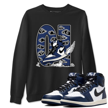 1s Midnight Navy shirts to match jordans Fly To The Clouds sneaker match tees Air Jordan 1 Midnight Navy match shoes to clothes SNRT Sneaker Tees unisex cotton Black 1 shirts