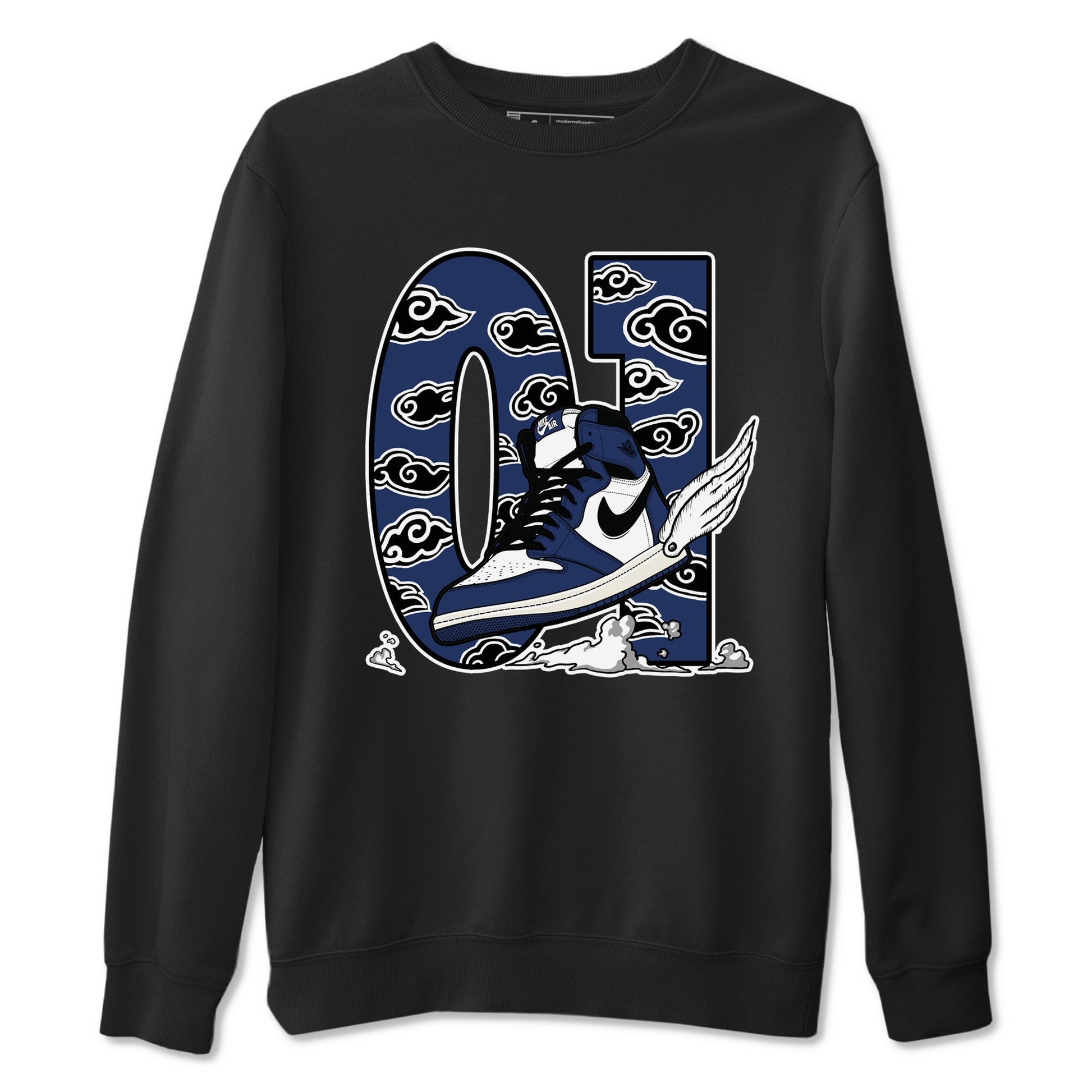 1s Midnight Navy shirts to match jordans Fly To The Clouds sneaker match tees Air Jordan 1 Midnight Navy match shoes to clothes SNRT Sneaker Tees unisex cotton Black 2 shirts