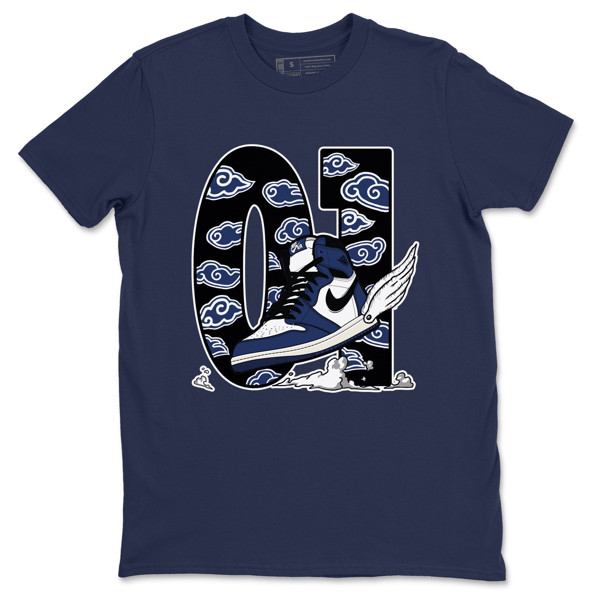 1s Midnight Navy shirts to match jordans Fly To The Clouds sneaker match tees Air Jordan 1 Midnight Navy match shoes to clothes SNRT Sneaker Tees unisex cotton Navy 2 shirts