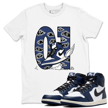 1s Midnight Navy shirts to match jordans Fly To The Clouds sneaker match tees Air Jordan 1 Midnight Navy match shoes to clothes SNRT Sneaker Tees unisex cotton White 1 shirts