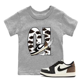 1s Mocha shirts to match jordans Fly To The Clouds sneaker match tees Air Jordan 1 Mocha SNRT Sneaker Release Tees Youth Baby Heather Grey 1 crew neck shirts