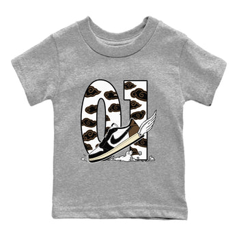 1s Mocha shirts to match jordans Fly To The Clouds sneaker match tees Air Jordan 1 Mocha SNRT Sneaker Release Tees Youth Baby Heather Grey 2 crew neck shirts