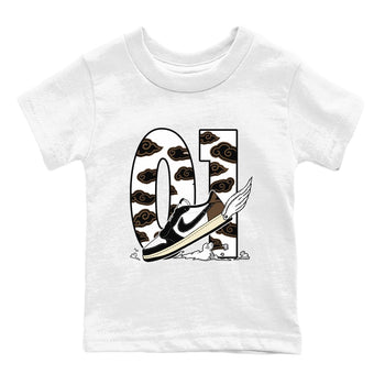 1s Mocha shirts to match jordans Fly To The Clouds sneaker match tees Air Jordan 1 Mocha SNRT Sneaker Release Tees Youth Baby White 2 crew neck shirts