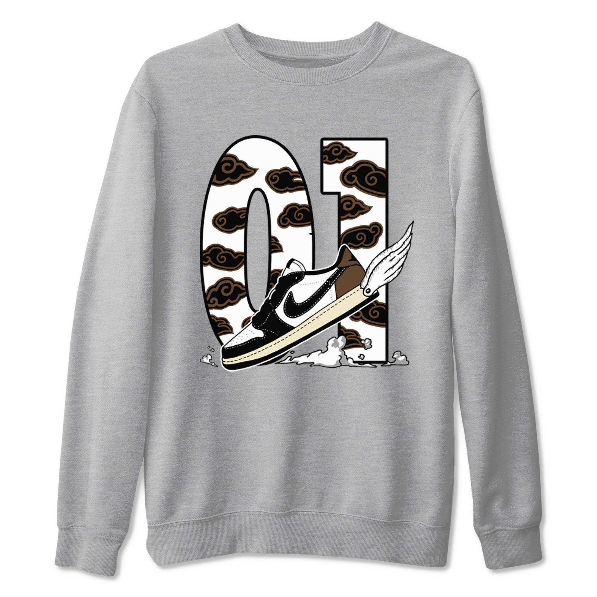 1s Mocha shirts to match jordans Fly To The Clouds sneaker match tees Air Jordan 1 Mocha SNRT Sneaker Release Tees unisex cotton Heather Grey 2 crew neck shirts
