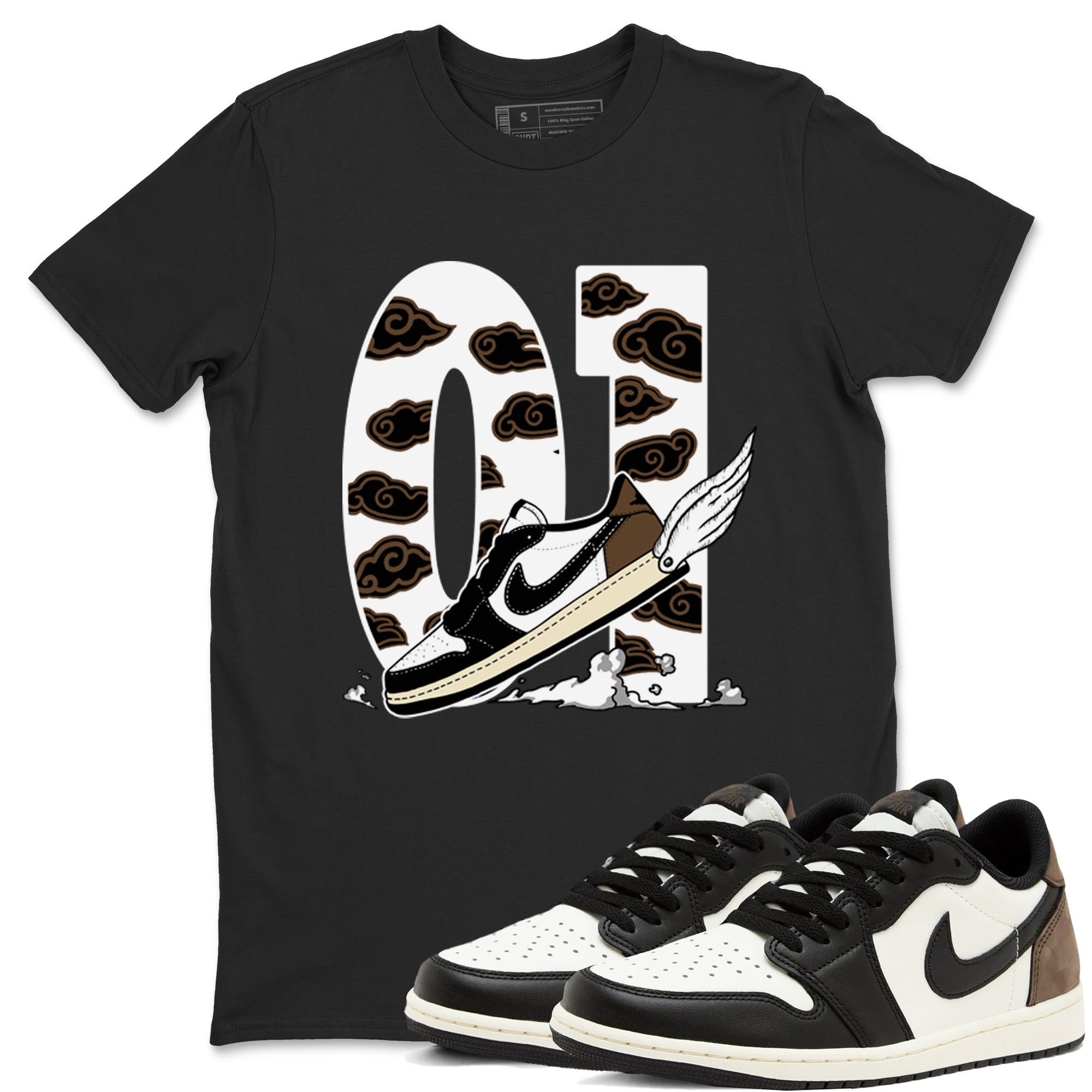 1s Mocha shirts to match jordans Fly To The Clouds sneaker match tees Air Jordan 1 Mocha SNRT Sneaker Release Tees unisex cotton Black 1 crew neck shirts