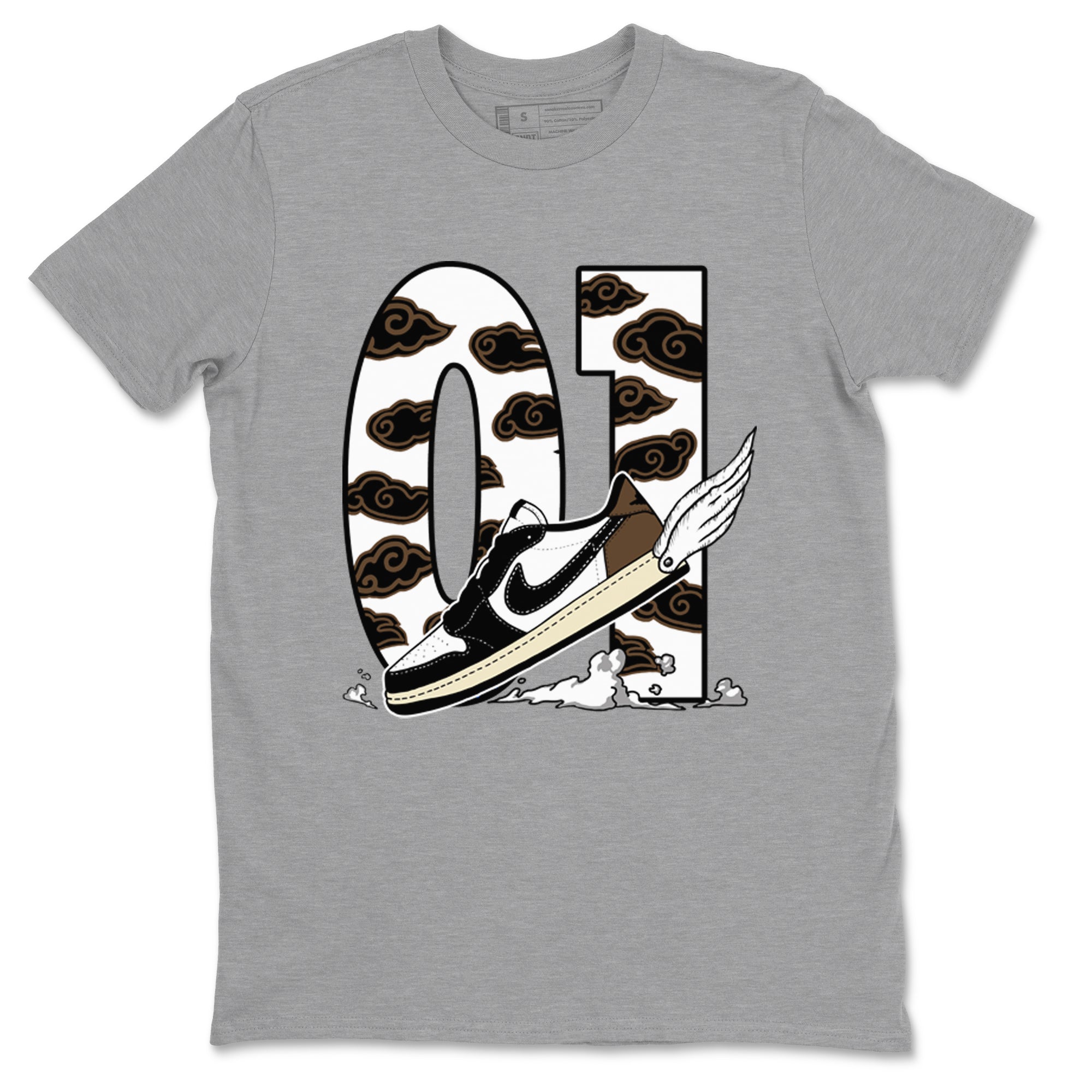 1s Mocha shirts to match jordans Fly To The Clouds sneaker match tees Air Jordan 1 Mocha SNRT Sneaker Release Tees unisex cotton Heather Grey 2 crew neck shirts